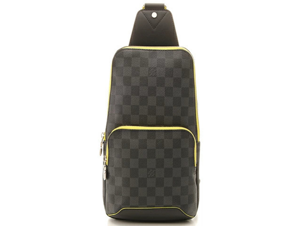 LOUIS VUITTON Avenue Sling Bag Body Damier Graphite Black Neon
